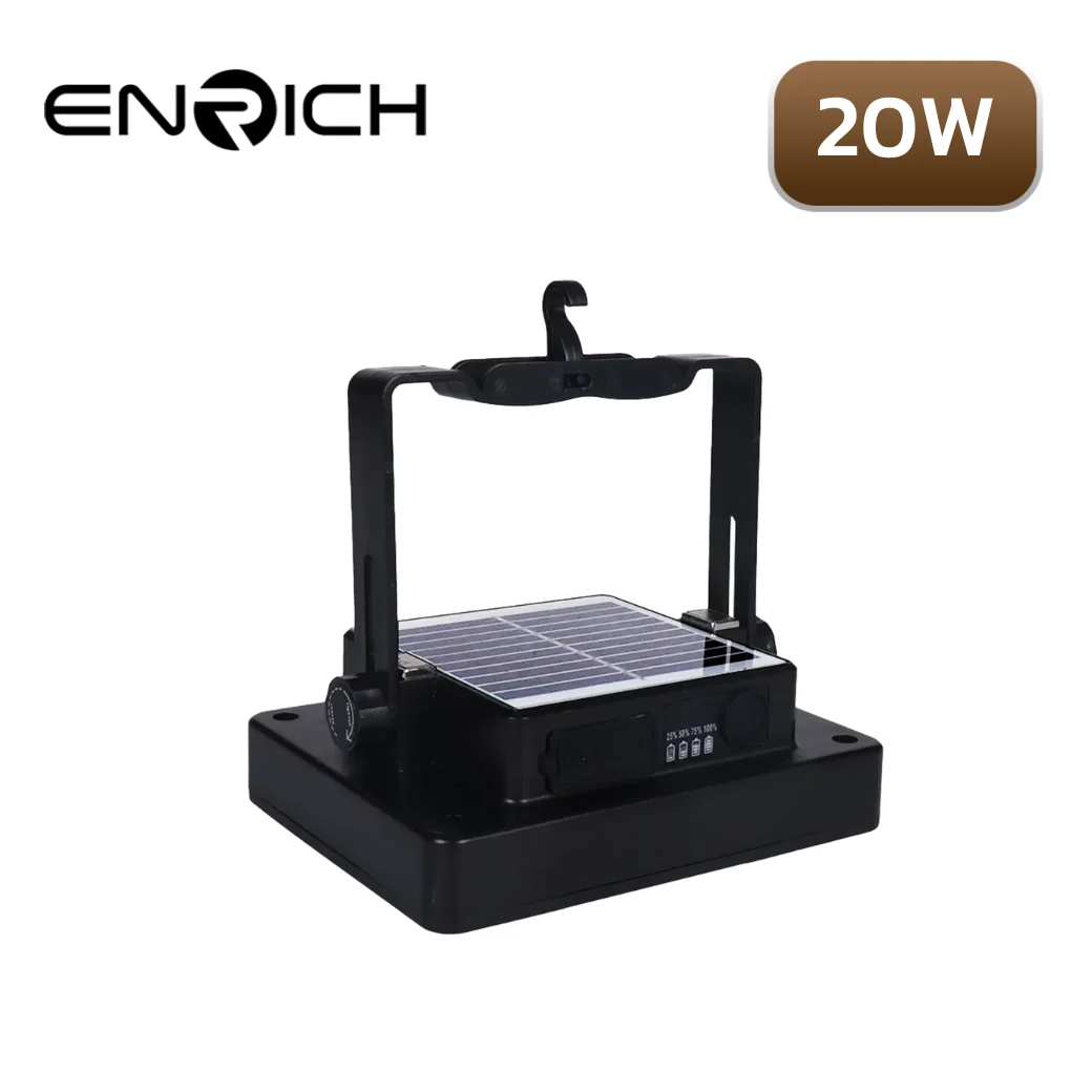 สปอร์ตไลท์โซล่าเซลล์ LED ENRICH SPONGE สีดำพาสเทล(สำหรับพกพา) 20W 01